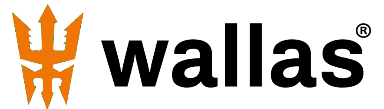 wallas logo in schwarzen buchstaben